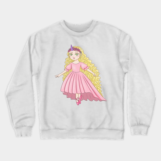 Princess Unicorn Ballerina Crewneck Sweatshirt by CintiaSand